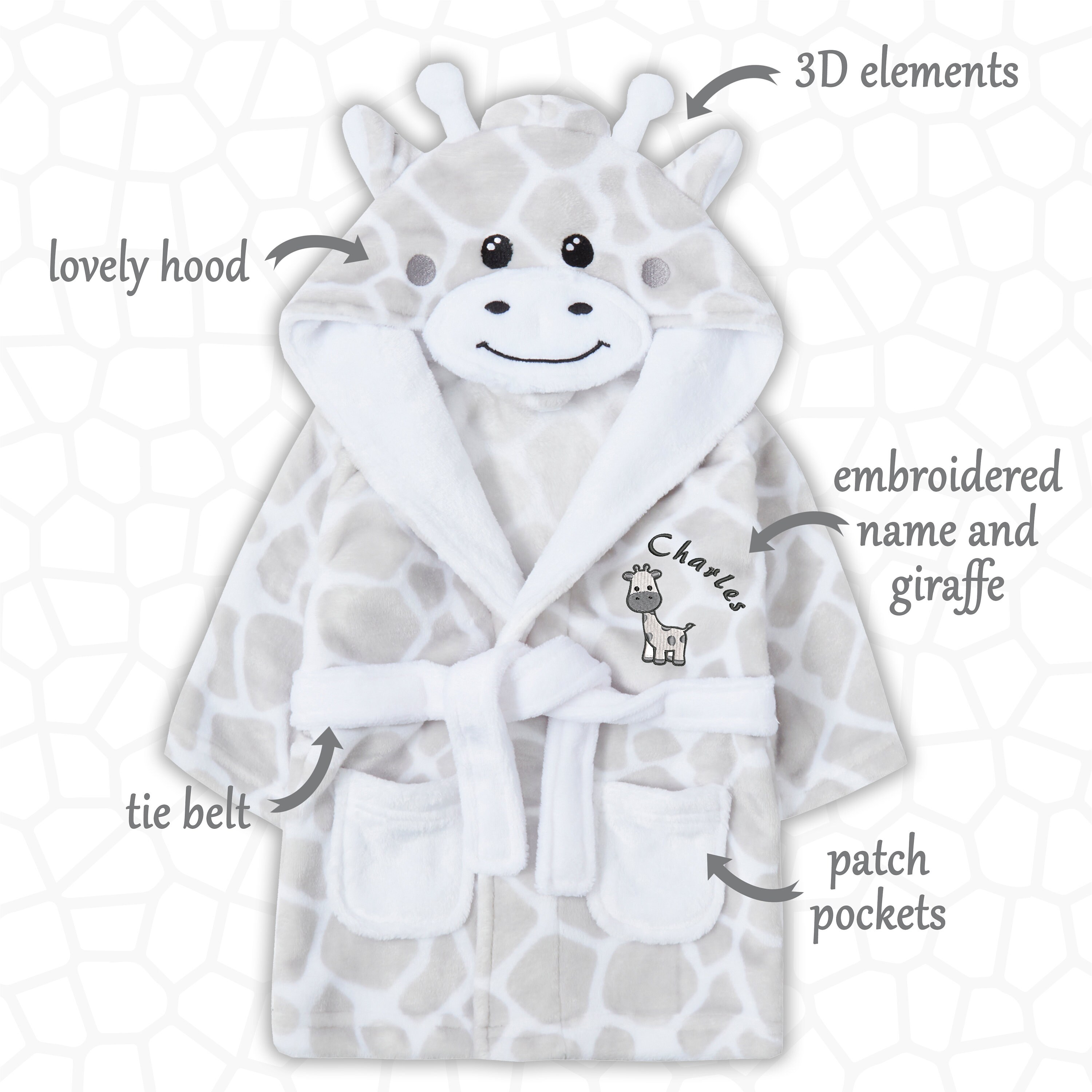 Personalised Baby Newborn Gown Giraffe Robe Hooded Bathrobe Etsy UK