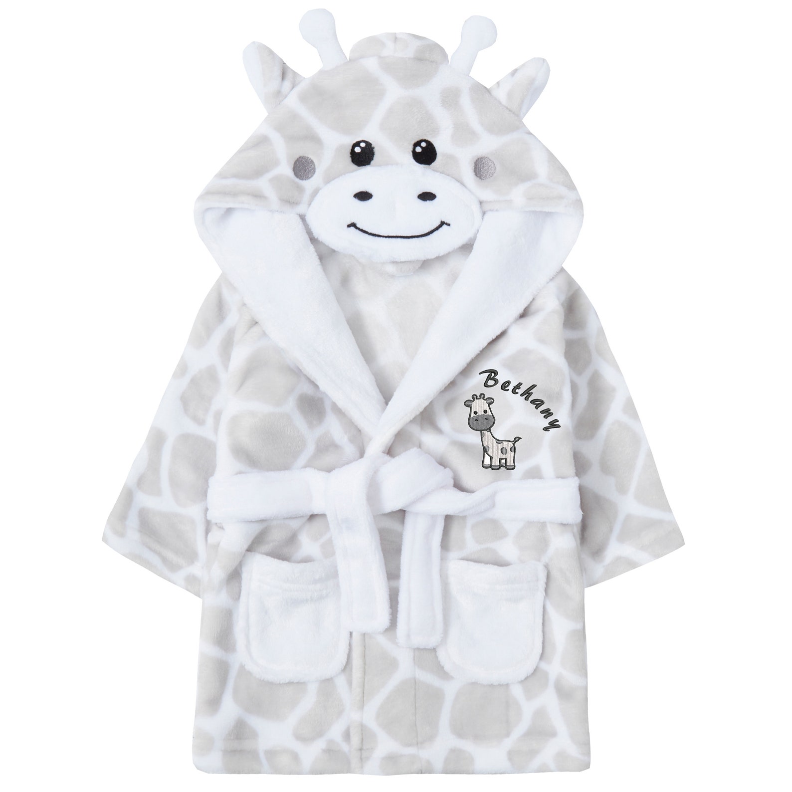 Personalised Baby Newborn Gown Giraffe Robe Hooded Bathrobe Etsy