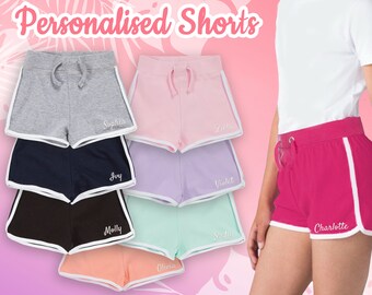 Personalised Girls Shorts 100% Cotton Summer Essential Garden Bottoms Holiday Hotpants Jersey Short Pants Girls Clothing Size 7-13 Years UK