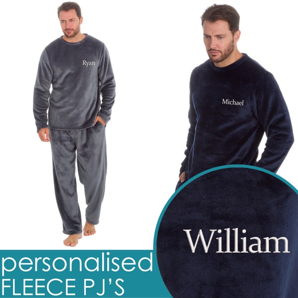 Personalised Mens Pyjama Set Loungewear Embroidered Name Lounge Set Gift Valentine's Day Father's Day Present Husband Boyfriend Hubby Fiance