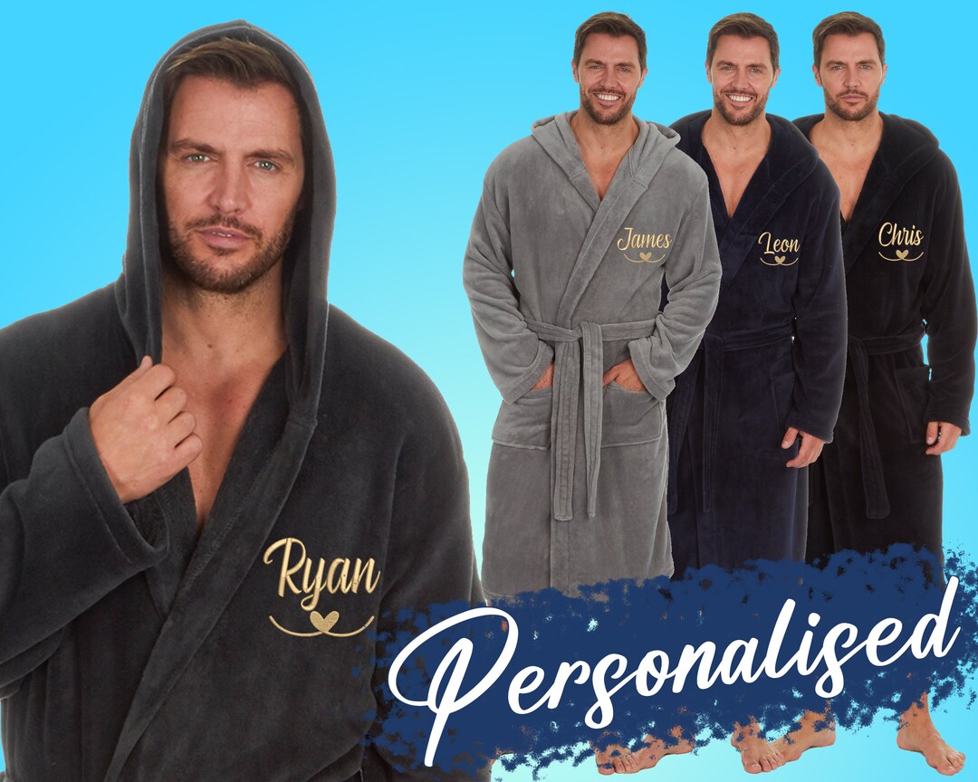 Personalised Mens Dressing Robe Valentine's Day Gift Idea Name Heart