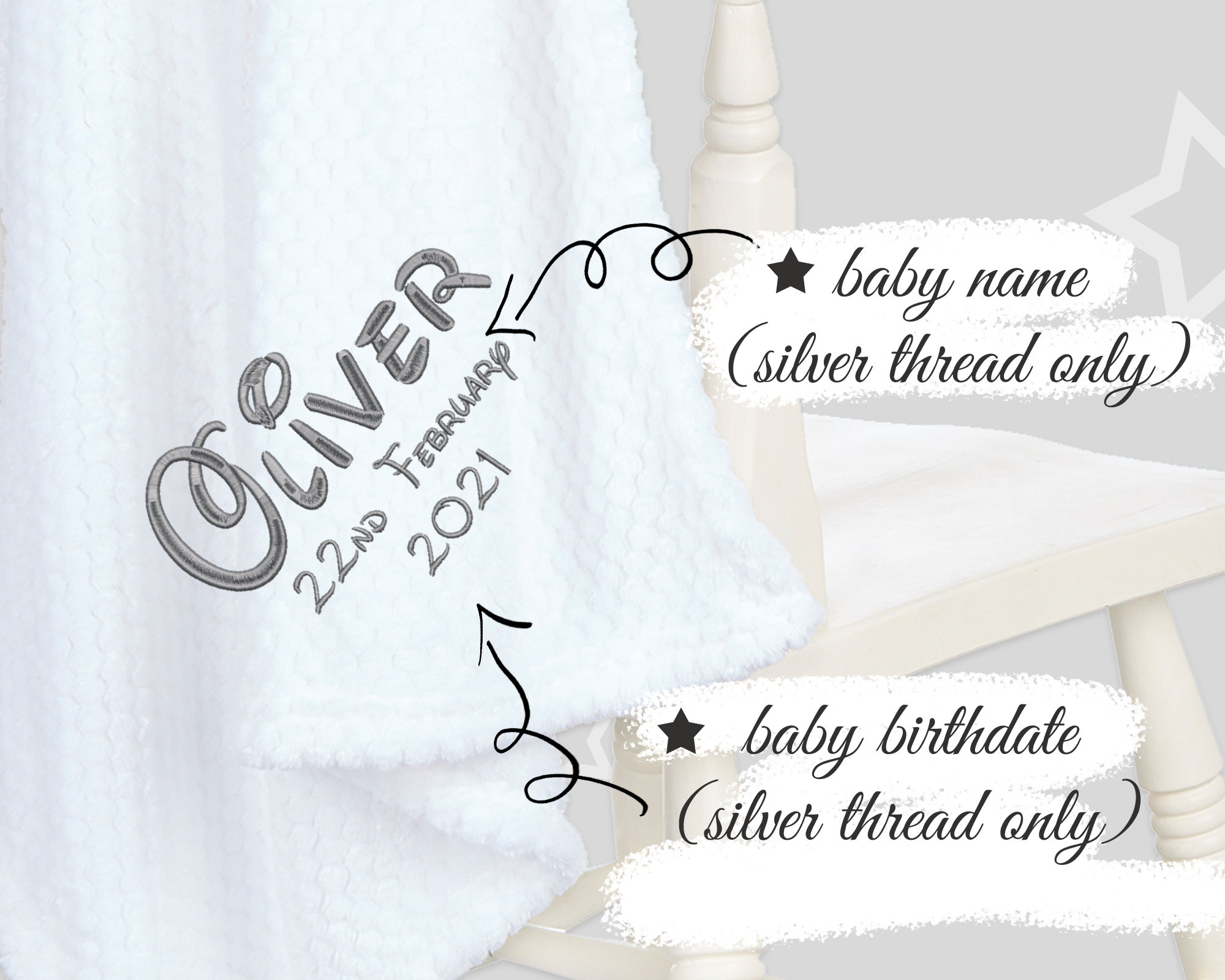 Personalised Baby Blanket Cute Lovely Font Embroidered Name Etsy.de