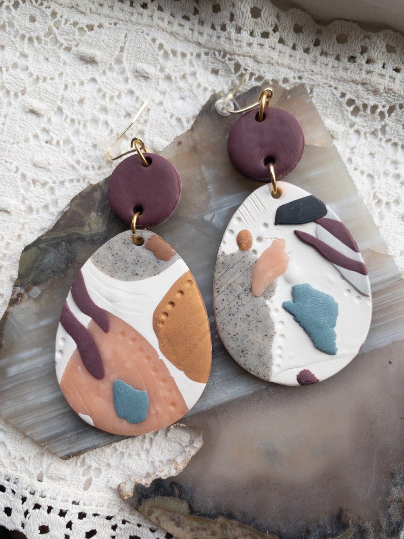 Abstract polymer clay earrings image 2