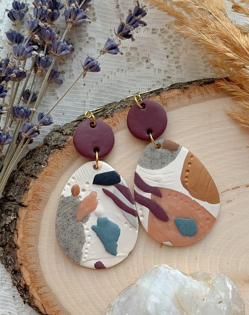 Abstract polymer clay earrings image 1