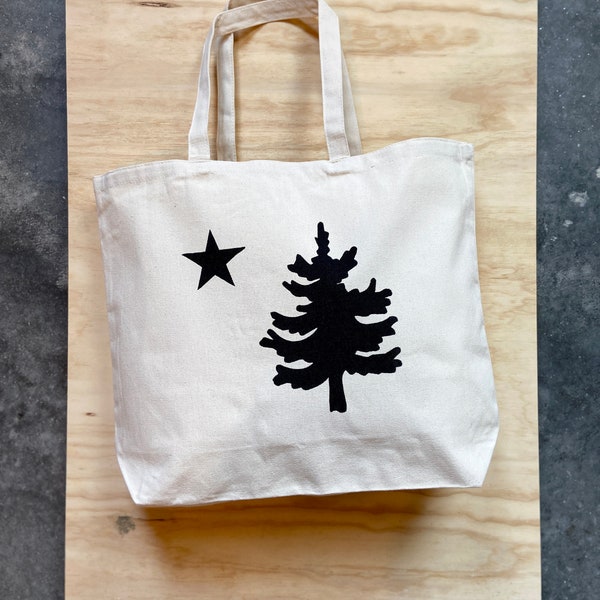 Maine Flag Canvas Tote Bag -- 1901 Original Maine Flag -- Large Tote -- Reusable Bag for Groceries, Beach, Gym