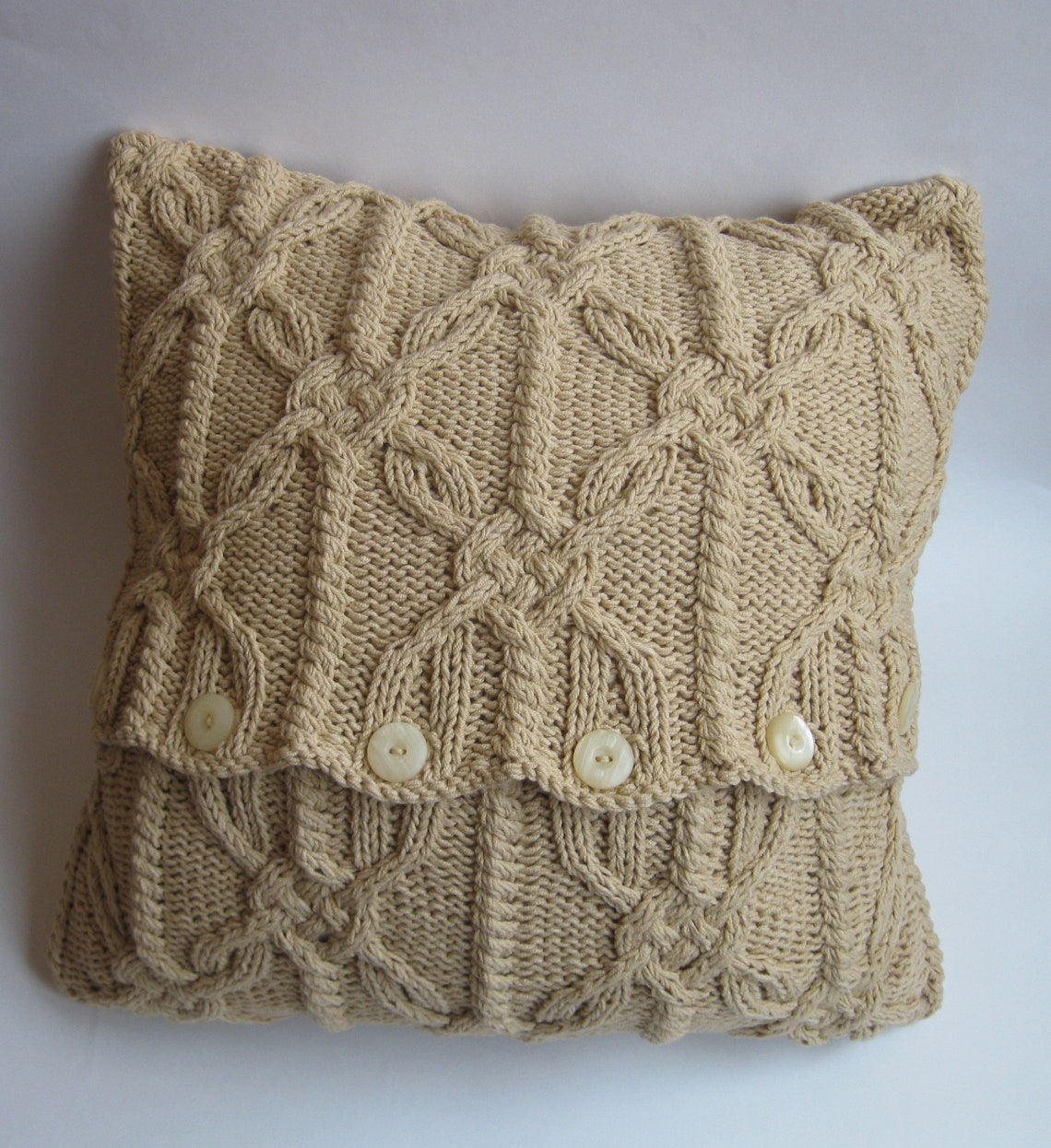 Cable Knit Pillow Cover 18x18 for Cottagecore Decor Beige Etsy