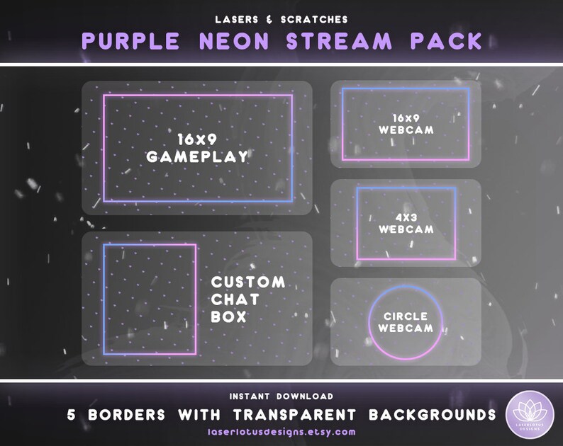 Neon Stream Overlay Package // Lasers & Scratches - Etsy