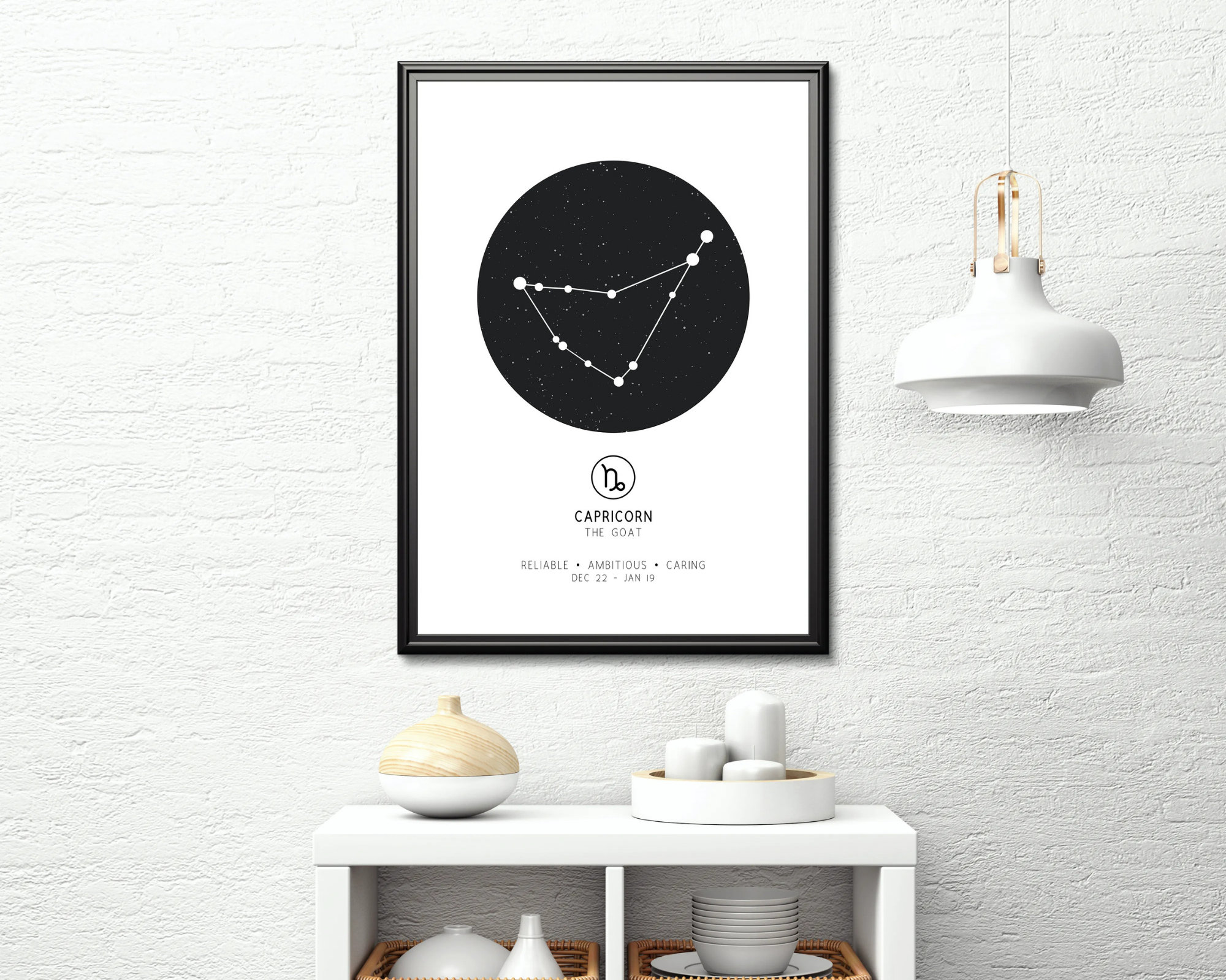 Capricorn Zodiac Wall Art Astrology art Capricorn gift Etsy