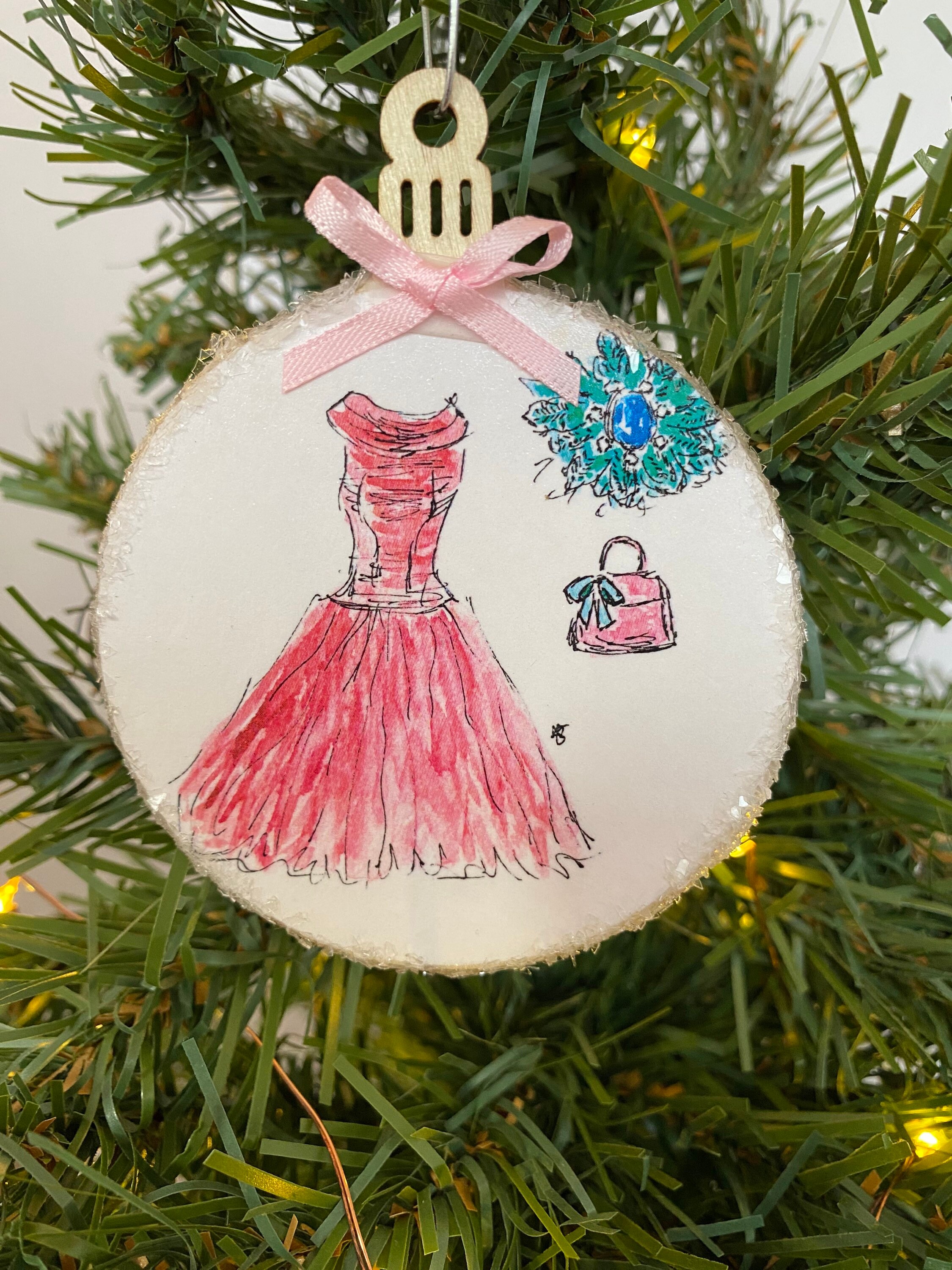Vintage Pink Party Dress Ornament - Etsy