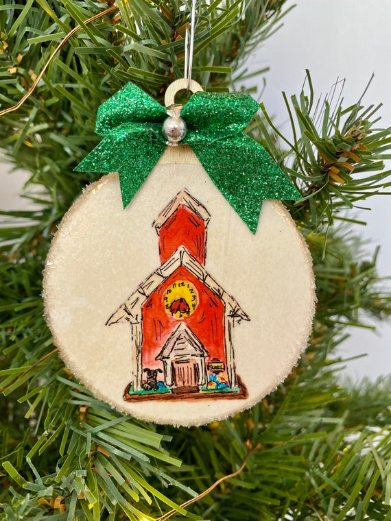 Schoolhouse christmas ornament Clearance