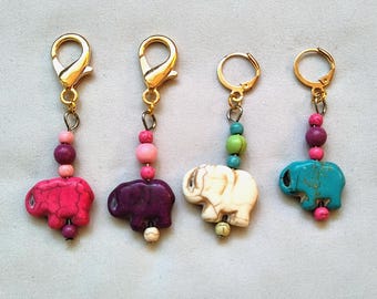Elephant Beaded Stitch Markers - Set of 4