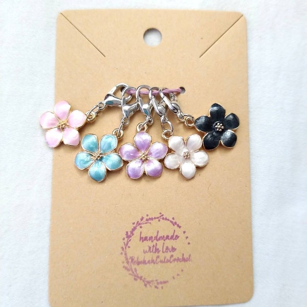 Flowers - Set of 5 Stitch Markers Cherry Blossom