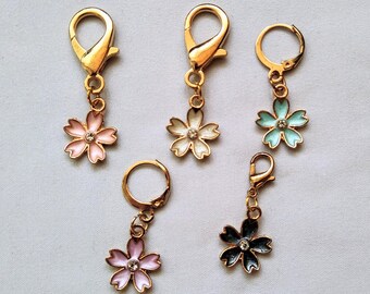 Flower Blossom Stitch Markers - Set of 5
