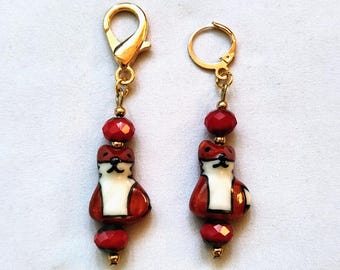 Red Fox - Set of 2 Beaded Stitch Markers