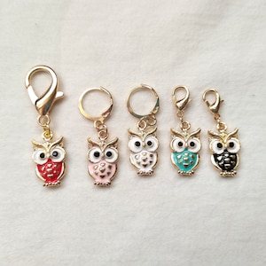 Colorful Owls - Set of 5 Stitch Markers