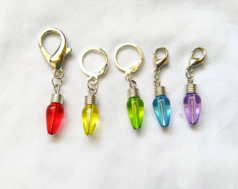 Christmas Holiday Bulbs - Set of 5 Stitch Markers