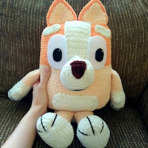 Bingo from Bluey velvet crochet handmade stuffed animal - Made in USA
