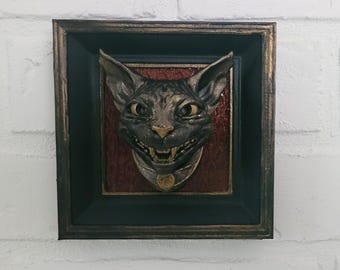 Retrato enmarcado de gato esfinge gótico hecho a mano / Obra de arte original pintada a mano