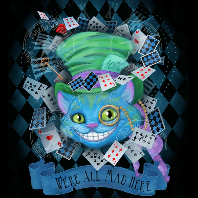 Cheshire Cat-kunstafdruk | Whimsical Wonderland muurkunst, ingelijst canvas afbeelding 2