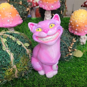 Handmade Smiling Cheshire Cat Figurine | Alice in Wonderland Decor