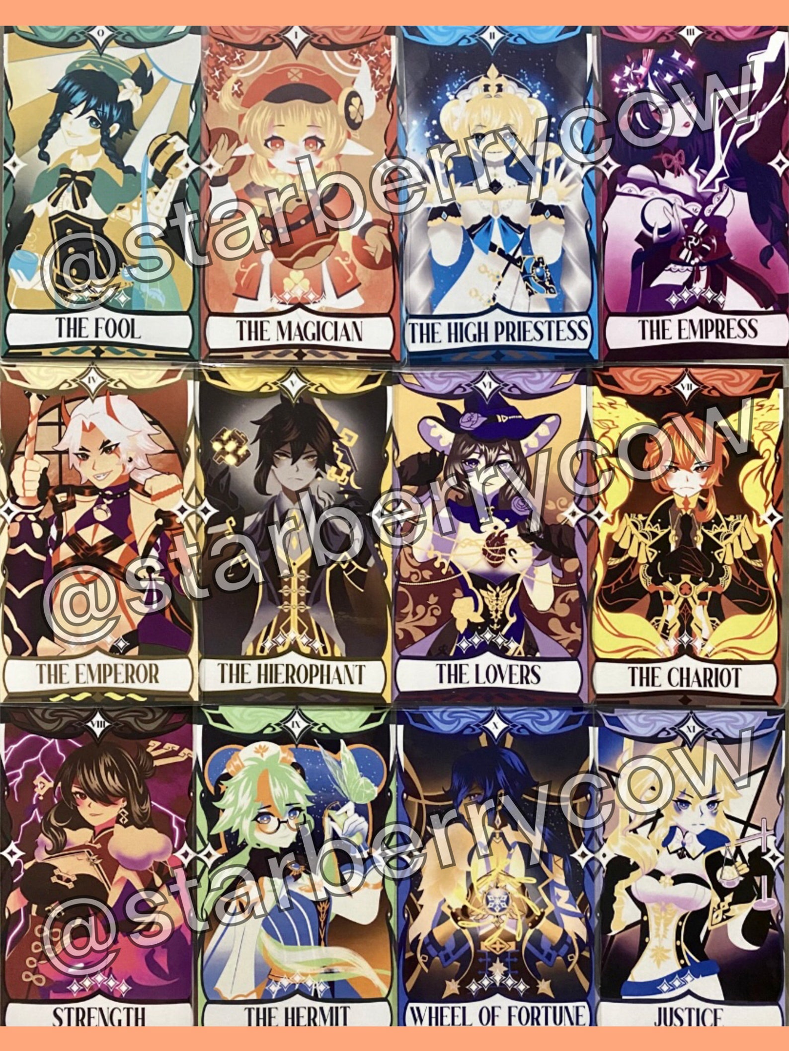 Gaming Tarot Cards Genshin Impact Etsy Finland