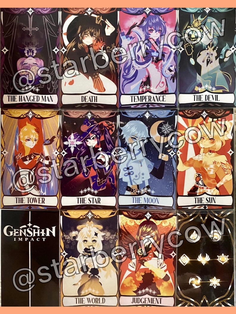 Gaming Tarot Cards Genshin Impact Etsy Finland