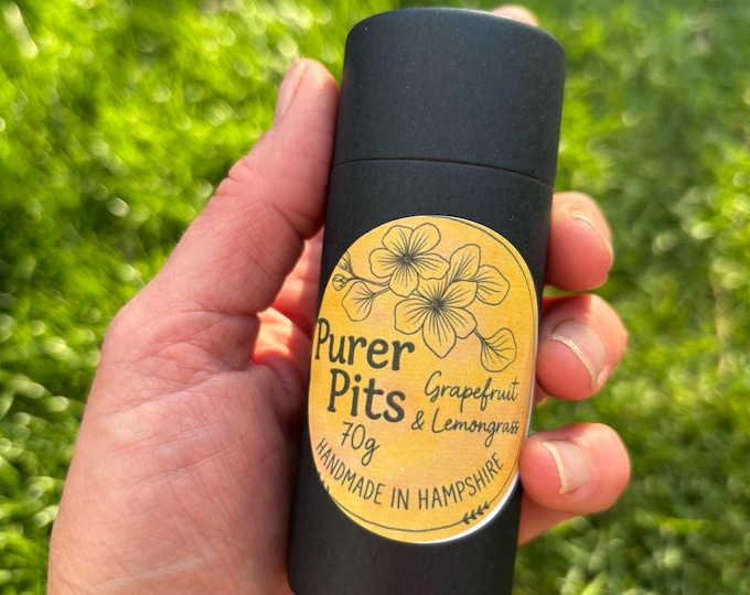 Purer Pits – Natural Deodorant | Grapefruit & Lemongrass | 70g Push-Up Tube