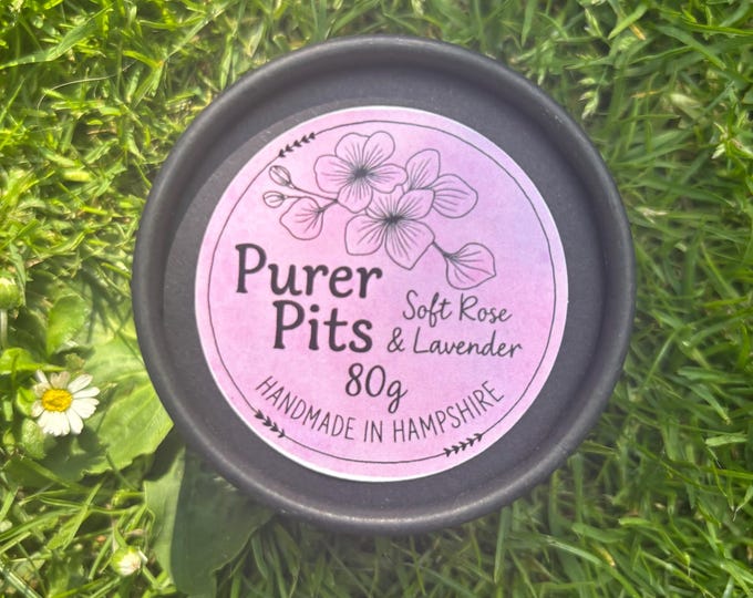 Purer Pits – Natural Deodorant | Soft Rose & Lavender | 80g biodegradable jar