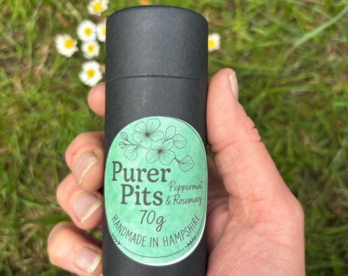 Purer Pits – Natural Deodorant | Peppermint & Rosemary | 70g Push-Up Tube