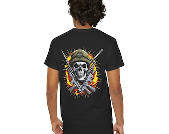 Camiseta unisex con calavera militar