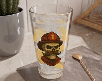 Vaso mezclador de calavera de bombero, 16 oz, para bebidas, bar, regalo único para bomberos, fiesta de Halloween, decoración de bar en casa, estilo punk