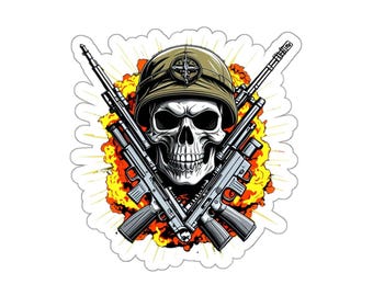 Pegatina de calavera militar resistente al agua