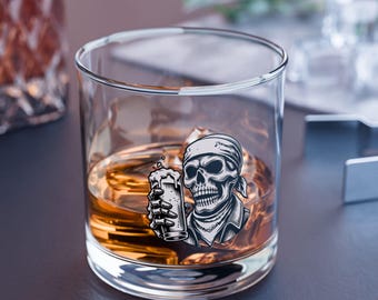 Skull Rocks Glass, 10oz | Unique Barware for Whiskey Lovers, Perfect Gift for Groomsmen, Birthdays, Christmas, Home Bar