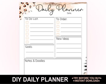 Leopard Print Daily Planner, Editable To-Do List Template (Digital Download)