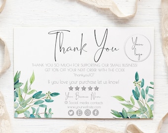 Eucalyptus Thank You Card Template – Add Your Logo (Digital Download)