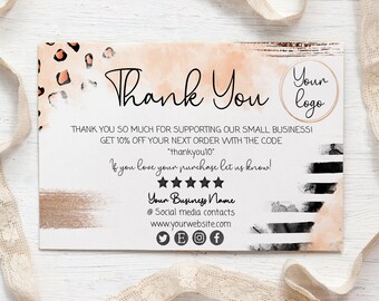Leopard Print Thank You Card – Editable Small Business Template