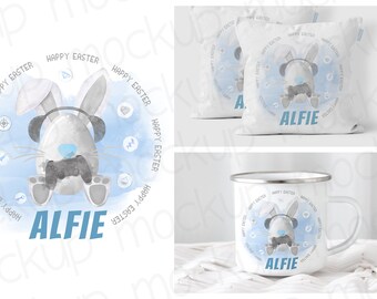 Blue & Purple Gaming Bunny Egg Digital Downloads Sublimation Designs