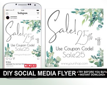 Eucalyptus Social Media Sale Flyer Template (Editable Download)