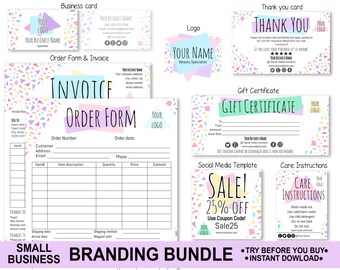 Pastel Terrazzo Branding Kit – Logo, Business Card Templates (DIY Editable)