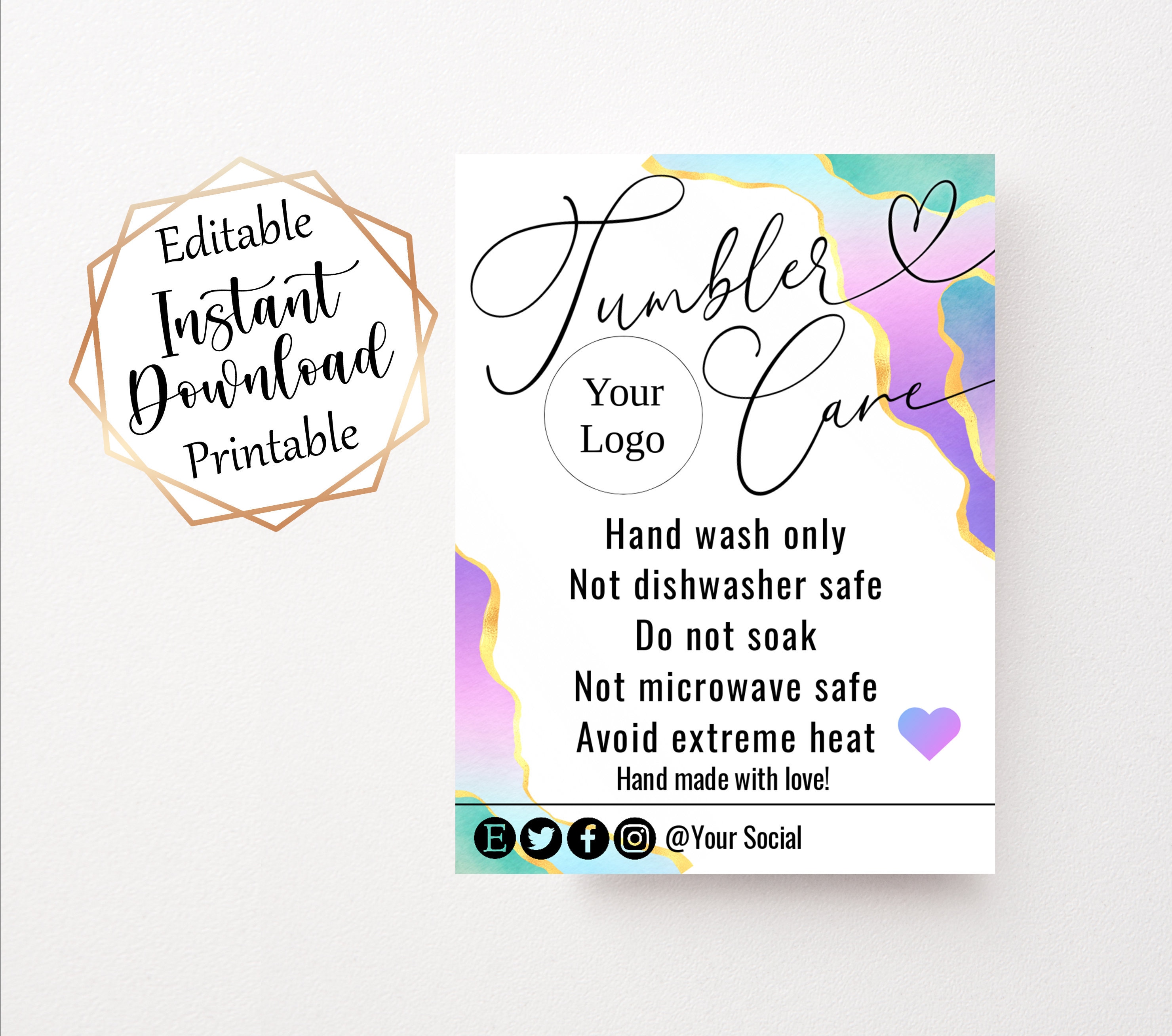 tumbler-cup-care-instructions-card-digital-printable-care-etsy