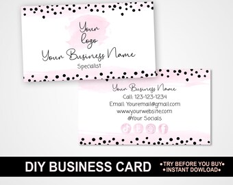 Dalmatian Polka Dot Business Card – Editable Template (Digital Download)