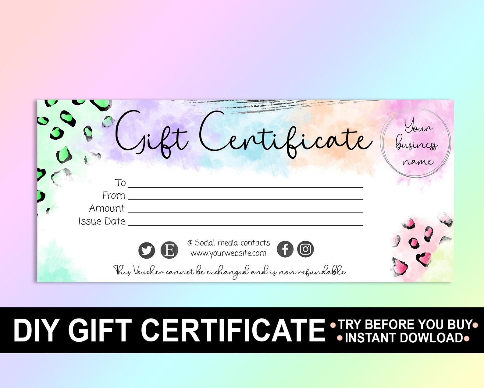 Printable Gift Certificate with option to add your logo