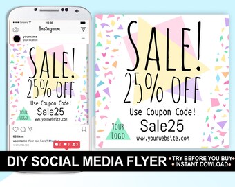 Retro Terrazzo Sale Flyer, Instagram Template (Editable Download)