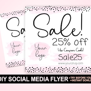 DIY social media flyer, Sale flyer, Instagram advertisement, Social media template, Editable download, holiday flyer. Dalmatian Print
