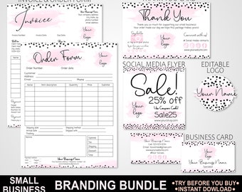 Editable Small Business Branding Kit - Watercolor Design (Digital Download)