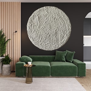 Round artwork, Concrete wall art, Round wall hanging, 3D artwork, Minimalist furniture, Textured wall art, Dimensional wall art