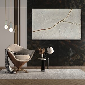 Spackle art, Kintsugi, Beige art canvas, Japandi furniture, Palette knife art, Minimalist furniture, Textured wall art canvas, Huge painting