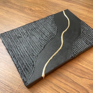 Plaster art, Black and gold art, 3D textured painting, Plaster painting, Kintsugi painting, Large metal wall art, Wall decorations