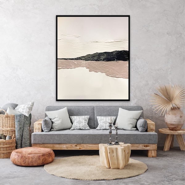 Tableau paysage, Paysage, Tableau noir et blanc,Deco murale,Toile peinture,Peinture abstraite,Cadeau personnalise,Art abstrait,Art japonais