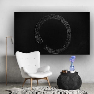 Japandi wall art, Japandi furniture, Wabi sabi wall art, Black plaster wall art, Wabi sabi art,Enso circle,Large 3D wall art,Wabi sabi decor